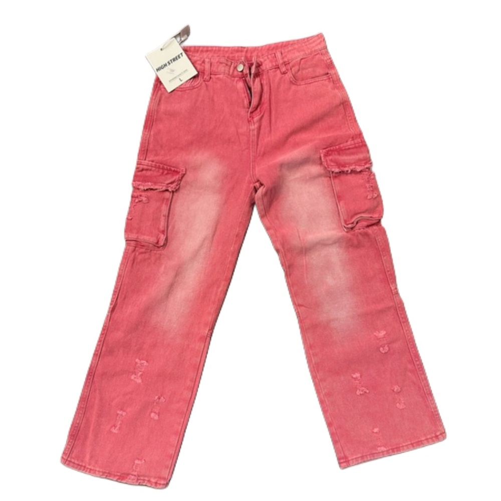 Faded Pink High Street Cargo Jeans Large … Fits a 26/27 waist